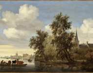 Salomon Jacobsz van Ruysdael - River Landscape with a Ferry